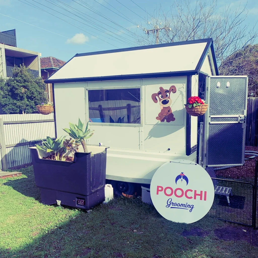 The Poochi mobile grooming trailer in Brunswick West